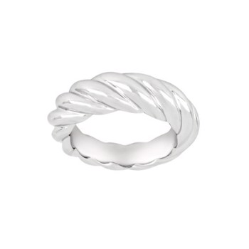 Siersbøl Shape snoet ring i rhodineret sølv med blankpoleret overflade